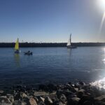 Sailboats leaving the harbor