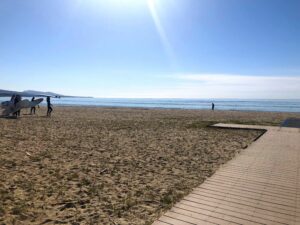 Surfers walking at Doheny Beach