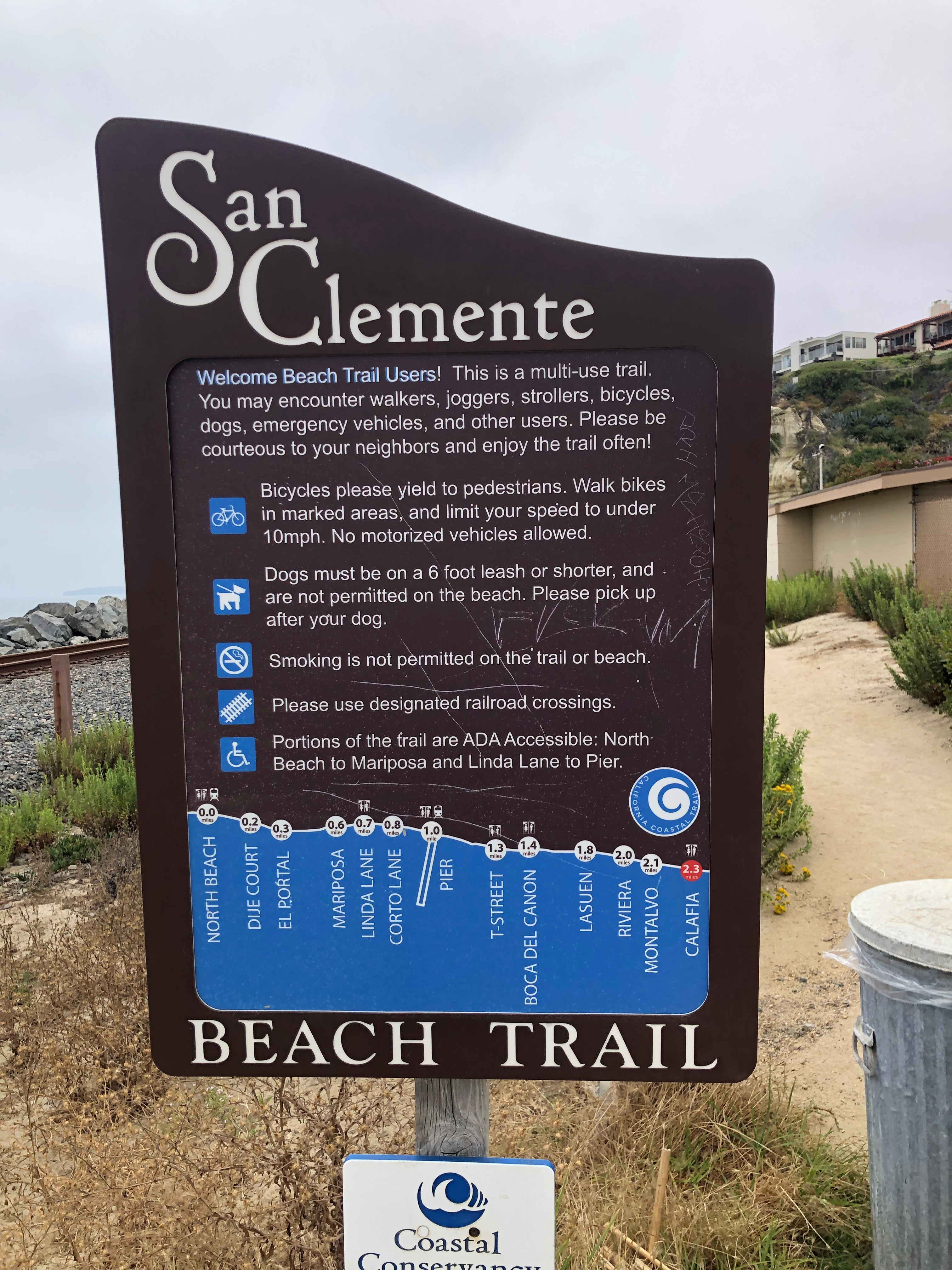 San Clemente Beach Trail Sign at Calafia