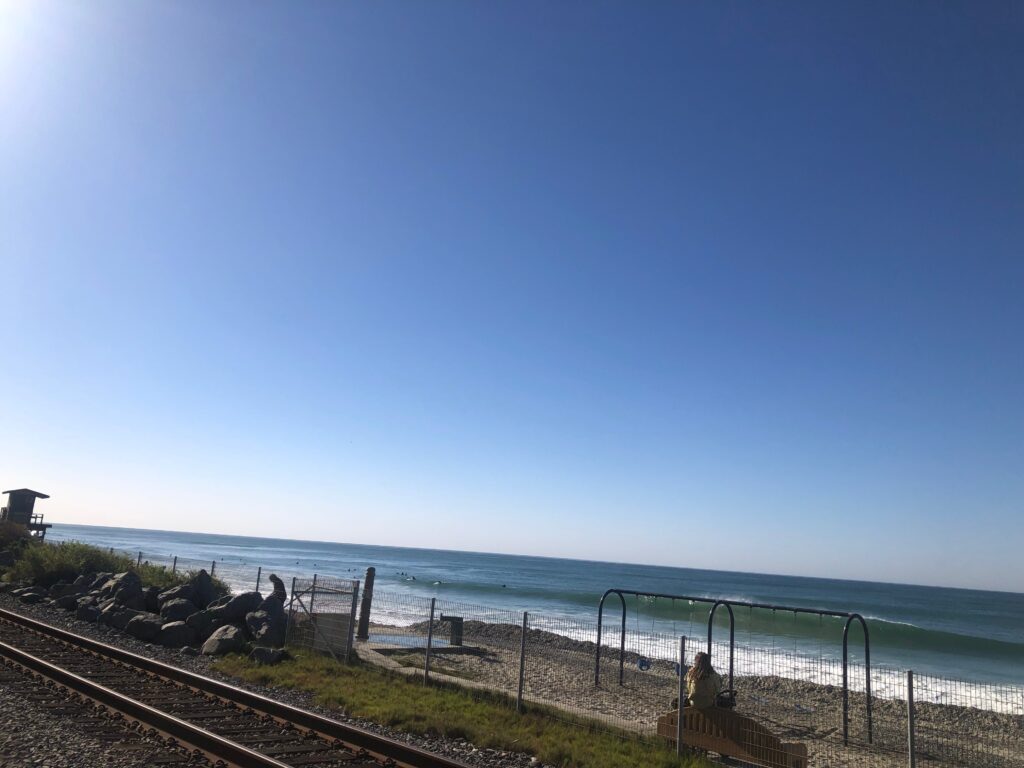 Surf and lifeguard tower at North Beach