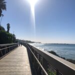 Beach train boardwalk view